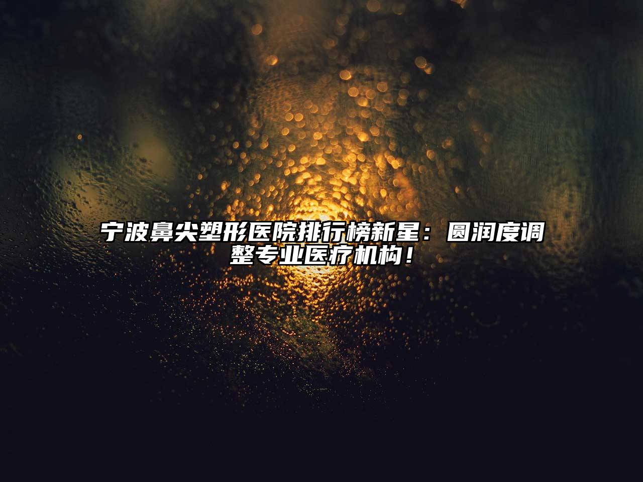 宁波鼻尖塑形医院排行榜新星：圆润度调整专业医疗机构！