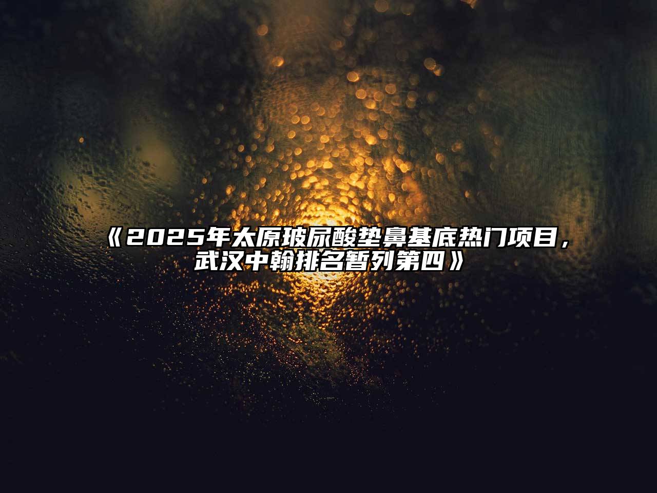 2025年太原玻尿酸垫鼻基底热门项目，武汉中翰排名暂列第四
