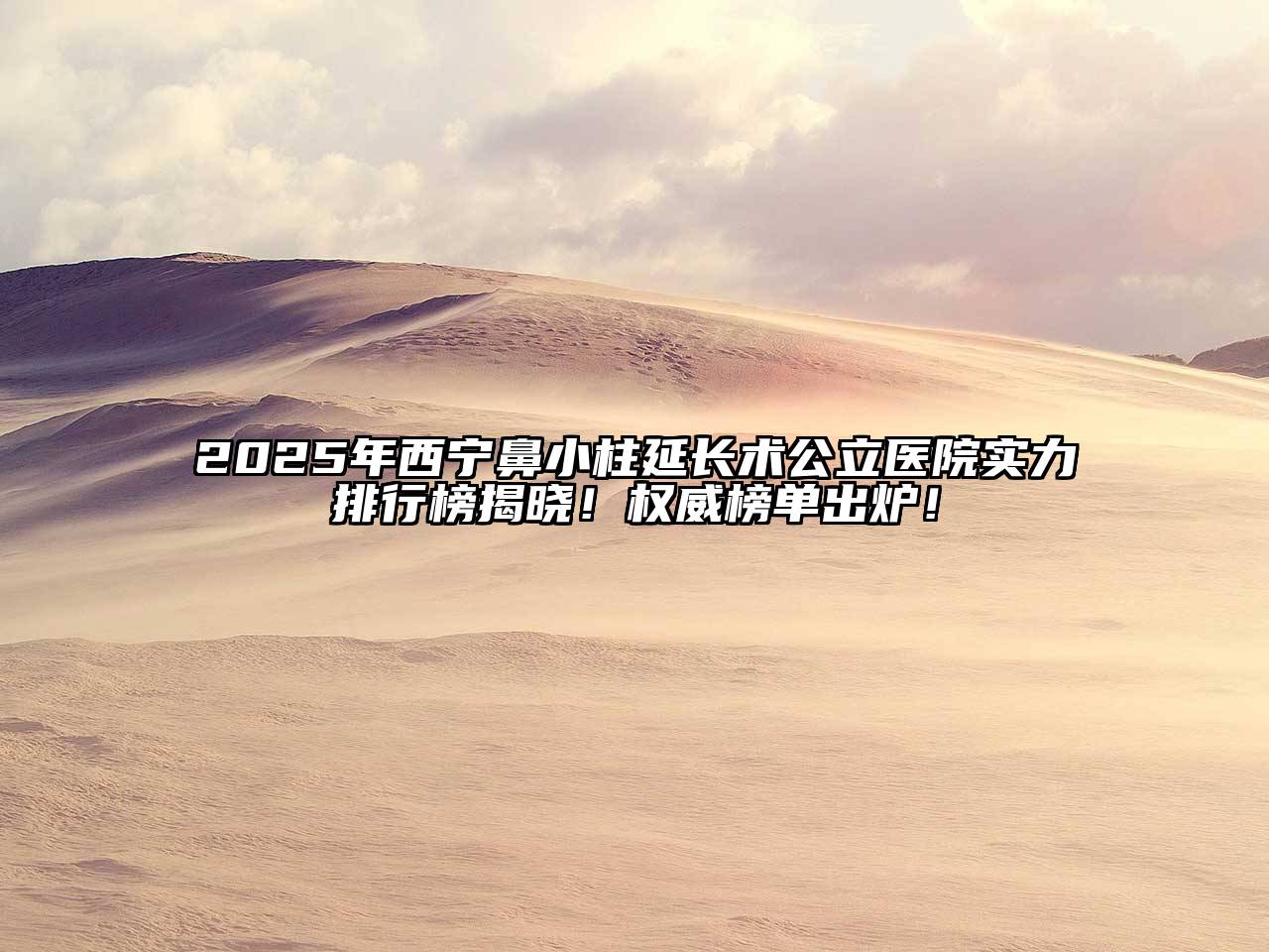 2025年西宁鼻小柱延长术公立医院实力排行榜揭晓！权威榜单出炉！