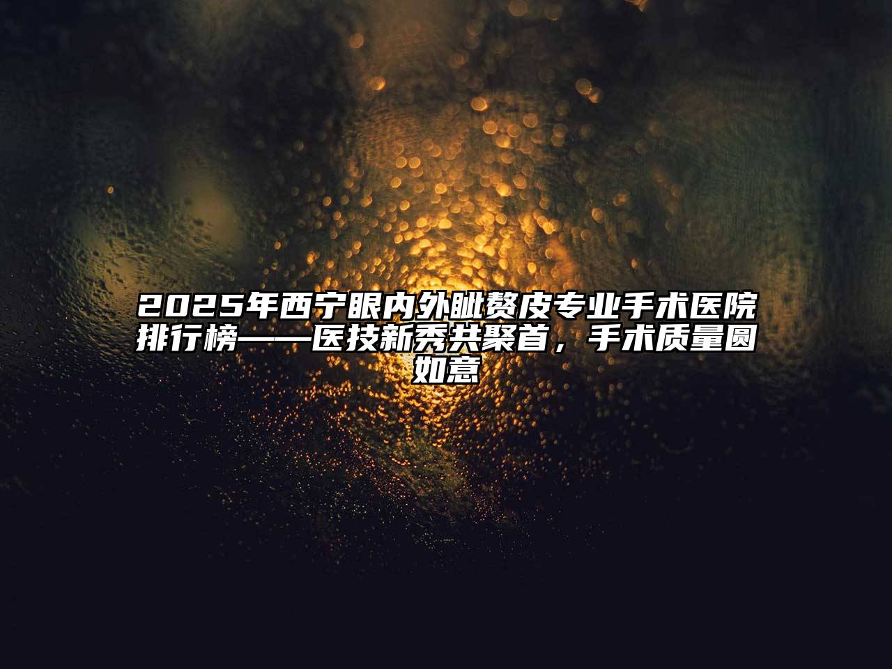 2025年西宁眼内外眦赘皮专业手术医院排行榜——医技新秀共聚首，手术质量圆如意