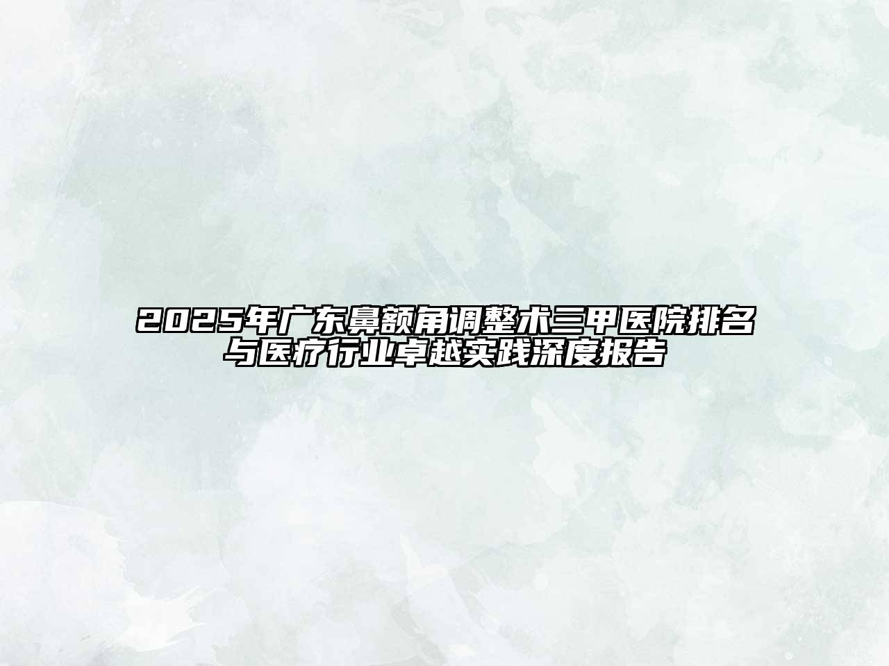 2025年广东鼻额角调整术三甲医院排名与医疗行业卓越实践深度报告