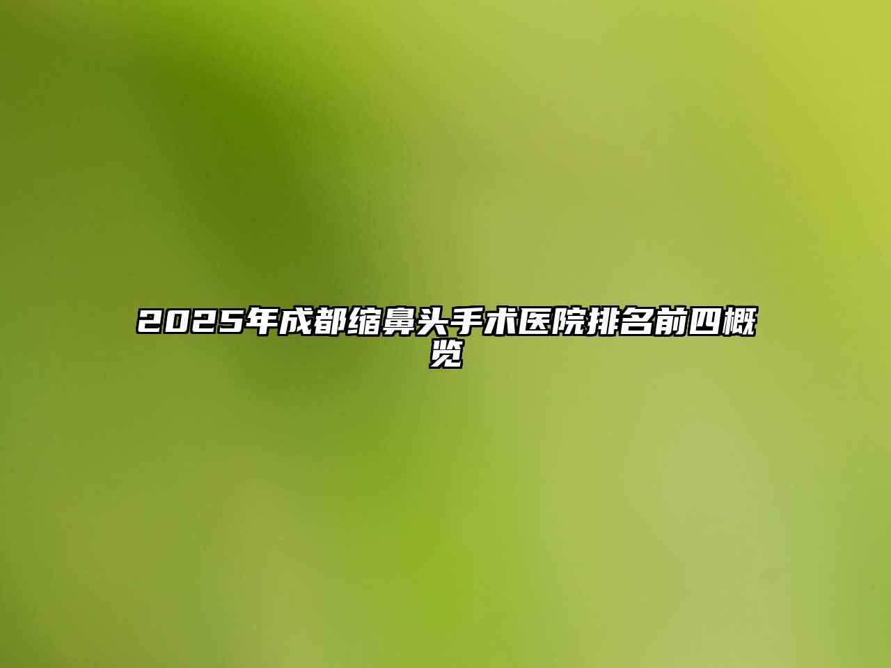 2025年成都缩鼻头手术医院排名前四概览
